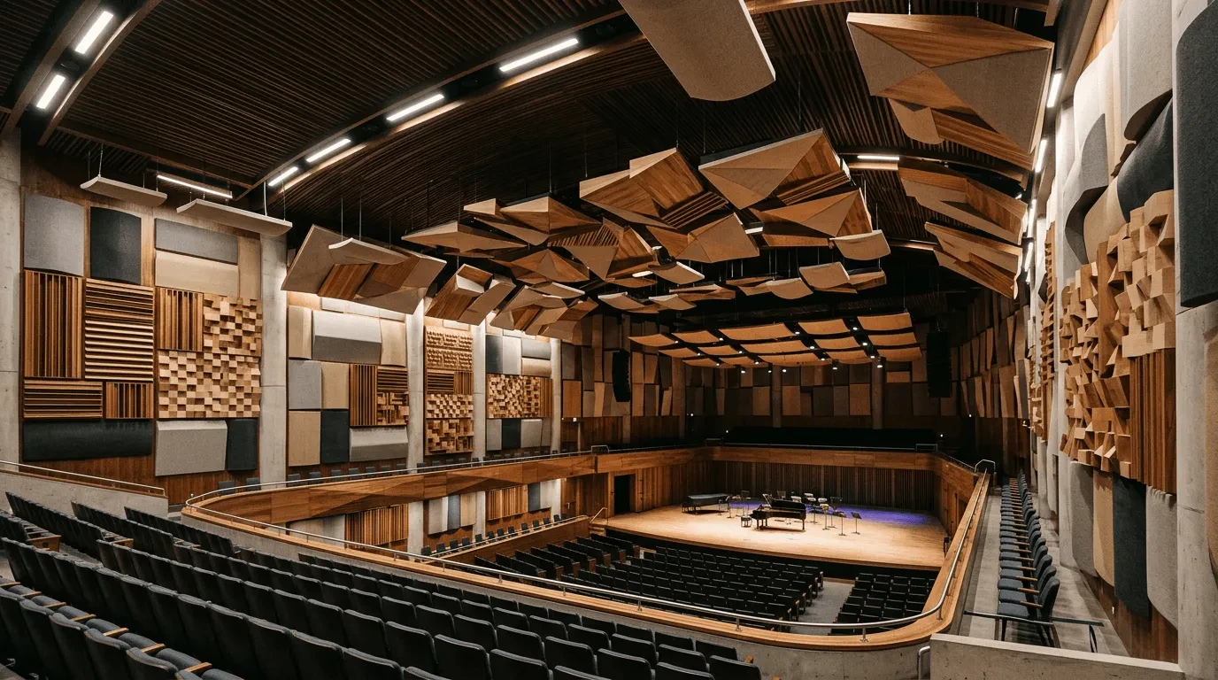 Правильная акустическая обработка стен и потолка концертного зала