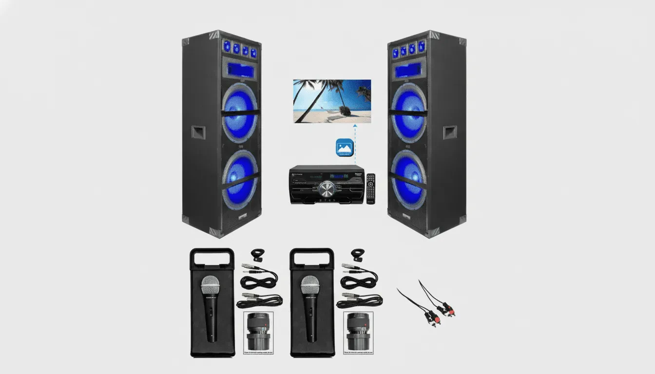 Караоке-система Technical Pro VRTX215LED+DV4000+R14GSBR50 KAR (набор) 2x15" 1800W, LED, ресивер, 2 микрофона