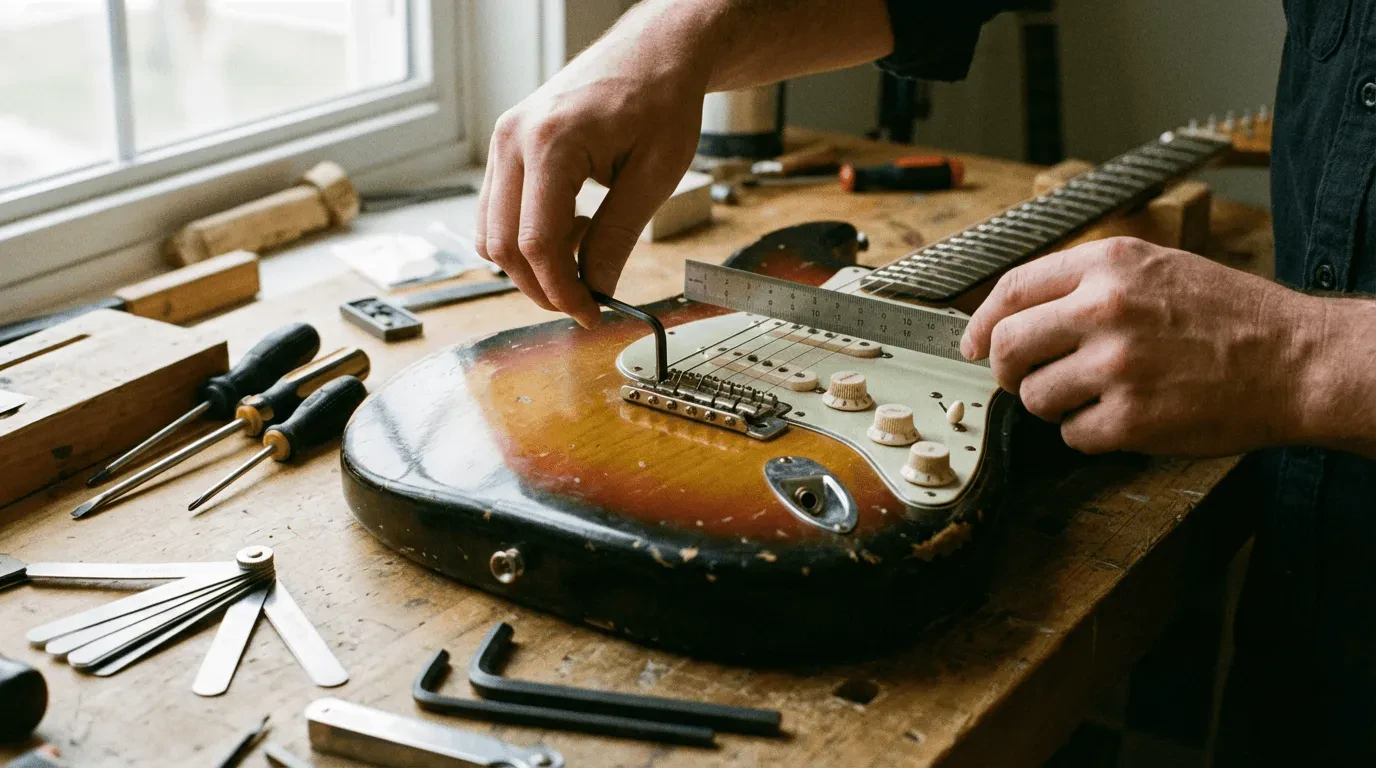 Как настроить высоту струн на гитаре