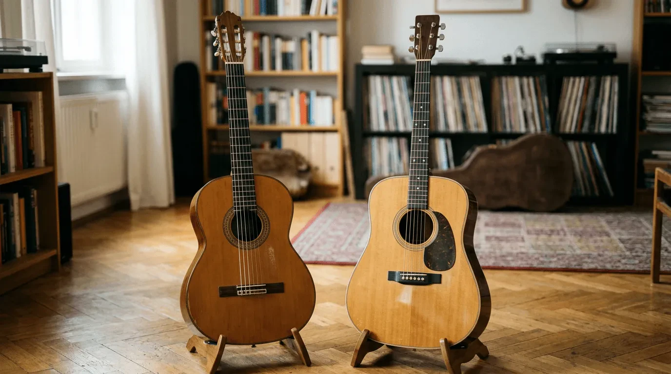 Как отличить акустическую гитару от классической