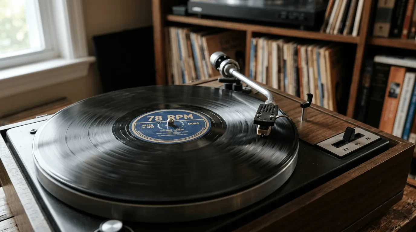 Скорость винилового проигрывателя: 78 оборотов в минуту