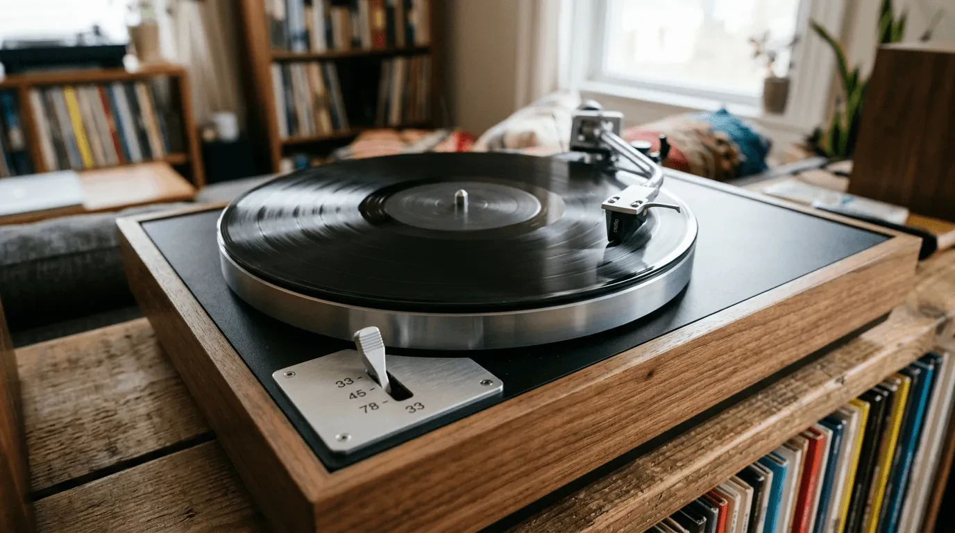 Скорость винилового проигрывателя: 33, 45 и 78 оборотов в минуту