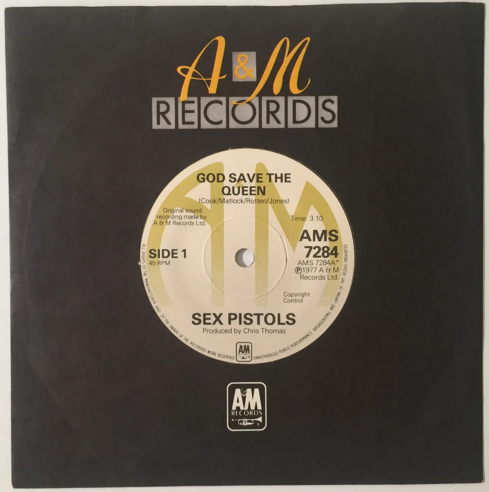 Виниловая пластинка Sex Pistols &mdash; &laquo;God Save the Queen&raquo; (A&M Records)