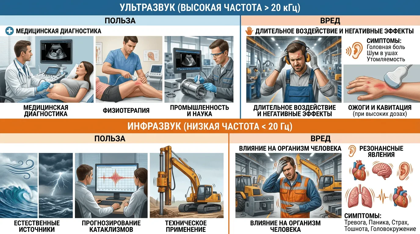 Влияние ультразвука и инфразвука на организм человека: польза и вред