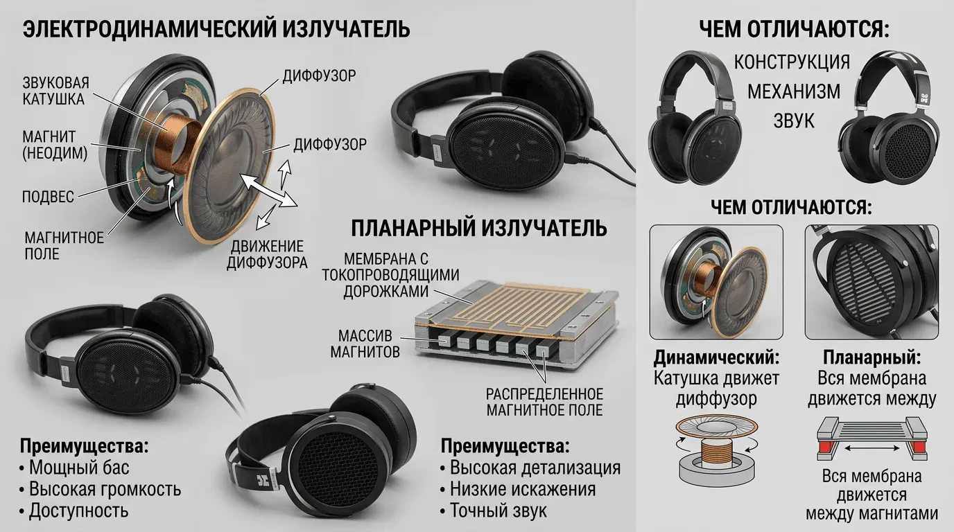 Излучатель в наушниках: что это, какие типы бывают и чем отличаются
