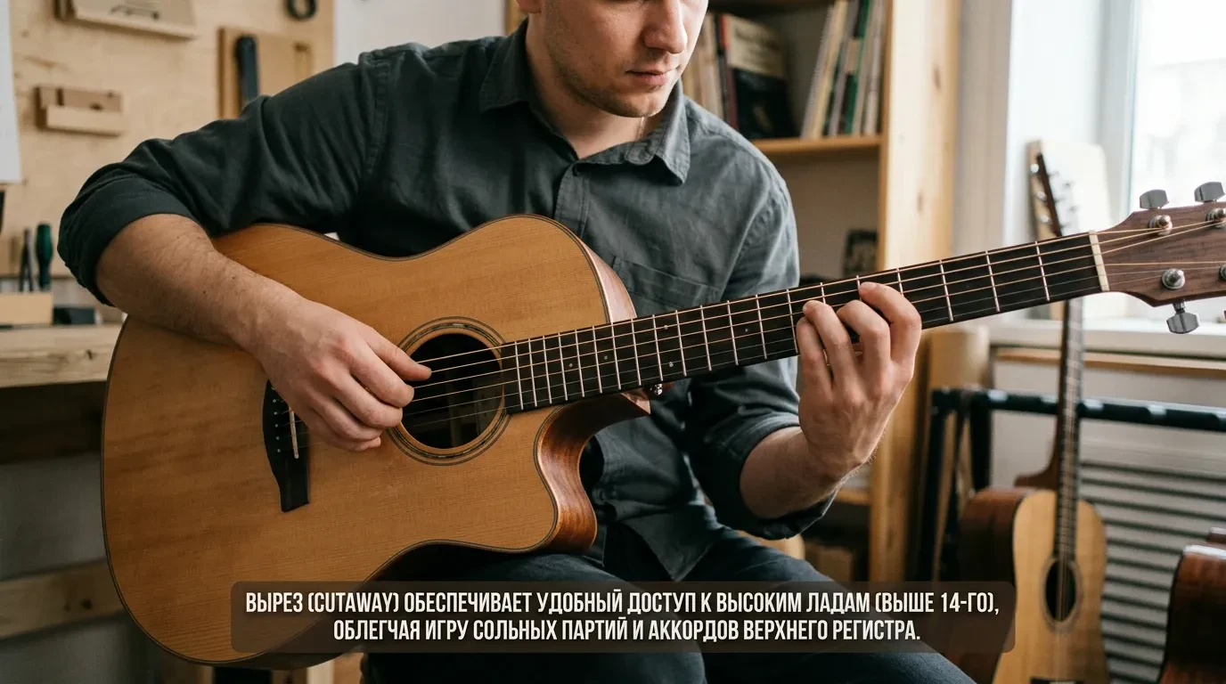 Зачем нужен вырез на акустической гитаре