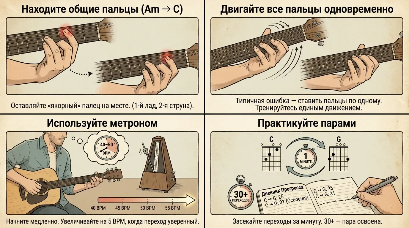 Как ускорить переходы между аккордами