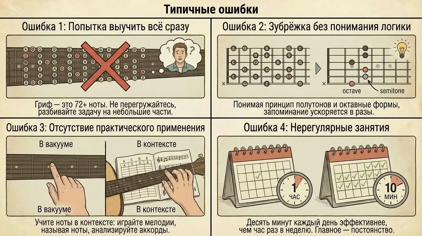 Типичные ошибки при обучении игре на гитаре