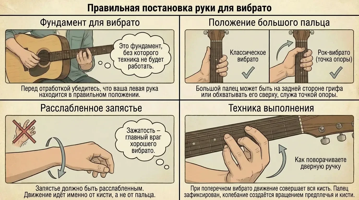 Правильная постановка руки для вибрато
