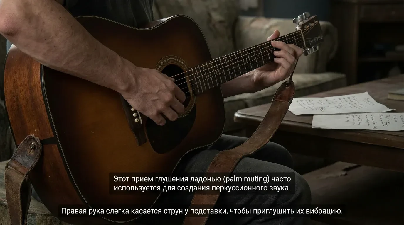 Как делать глушение струн на гитаре