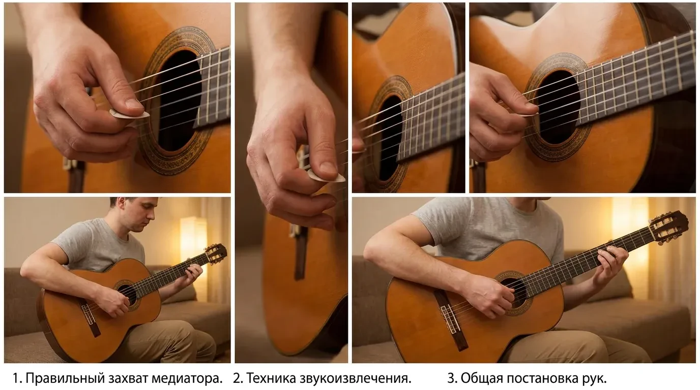 Как играть медиатором на классической гитаре