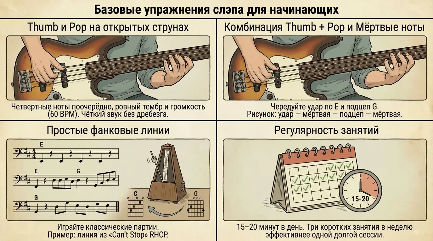 Базовые упражнения слэпа для начинающих Базовые упражнения слэпа для начинающих
