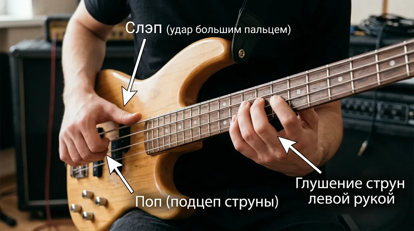 Как играть слэпом на бас-гитаре Как играть слэпом на бас-гитаре