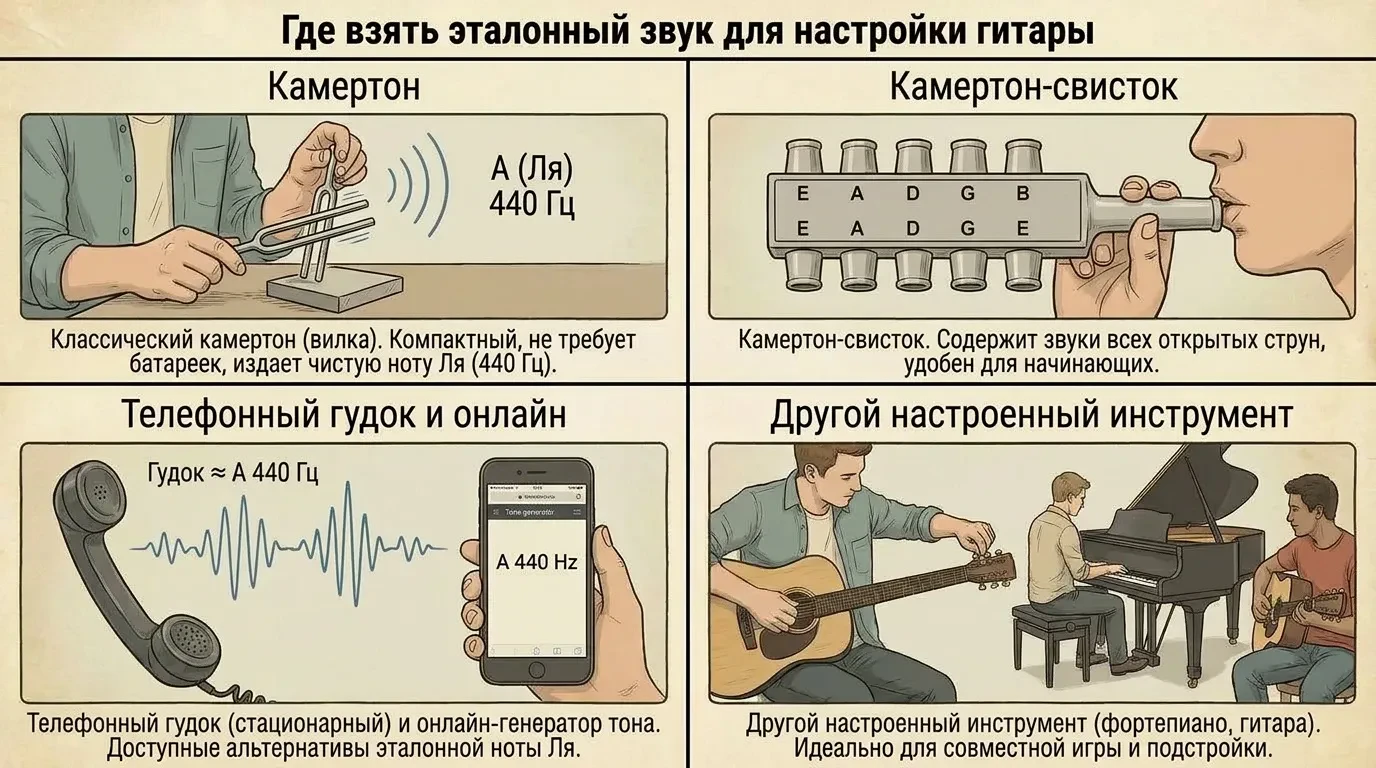 Где взять эталонный звук для настройки гитары на слух