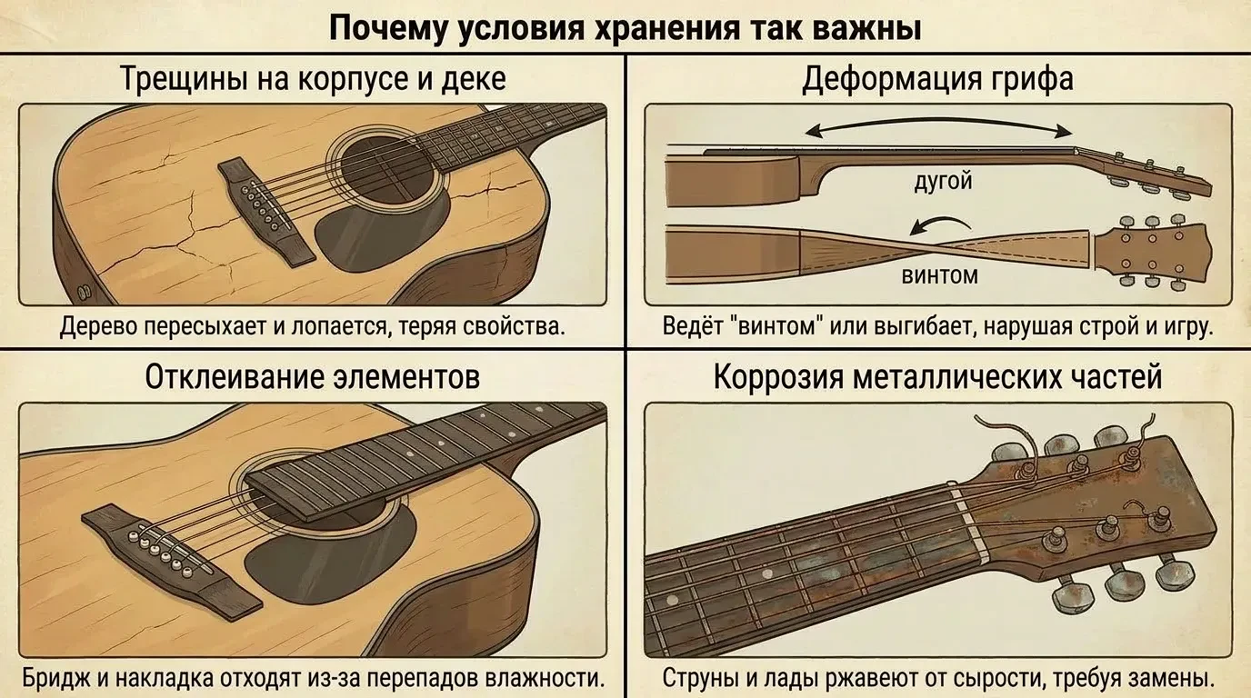 Почему условия хранения гитары так важны