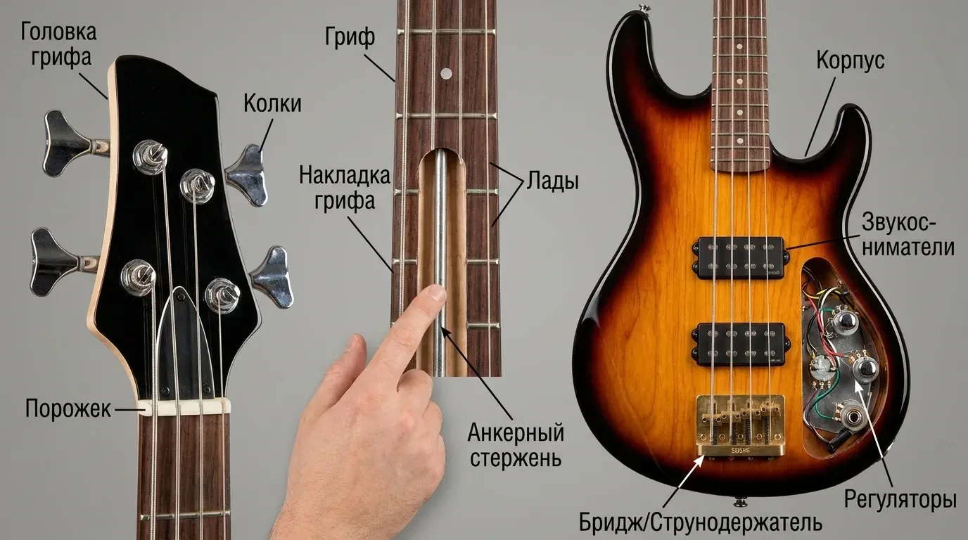 Как устроена бас-гитара Как устроена бас-гитара