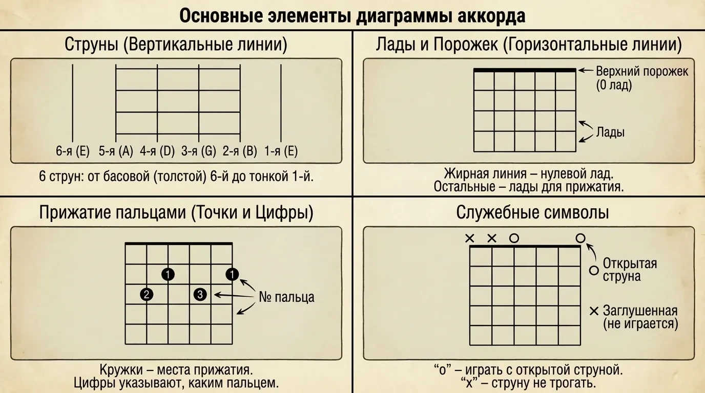 Основные элементы диаграммы аккорда