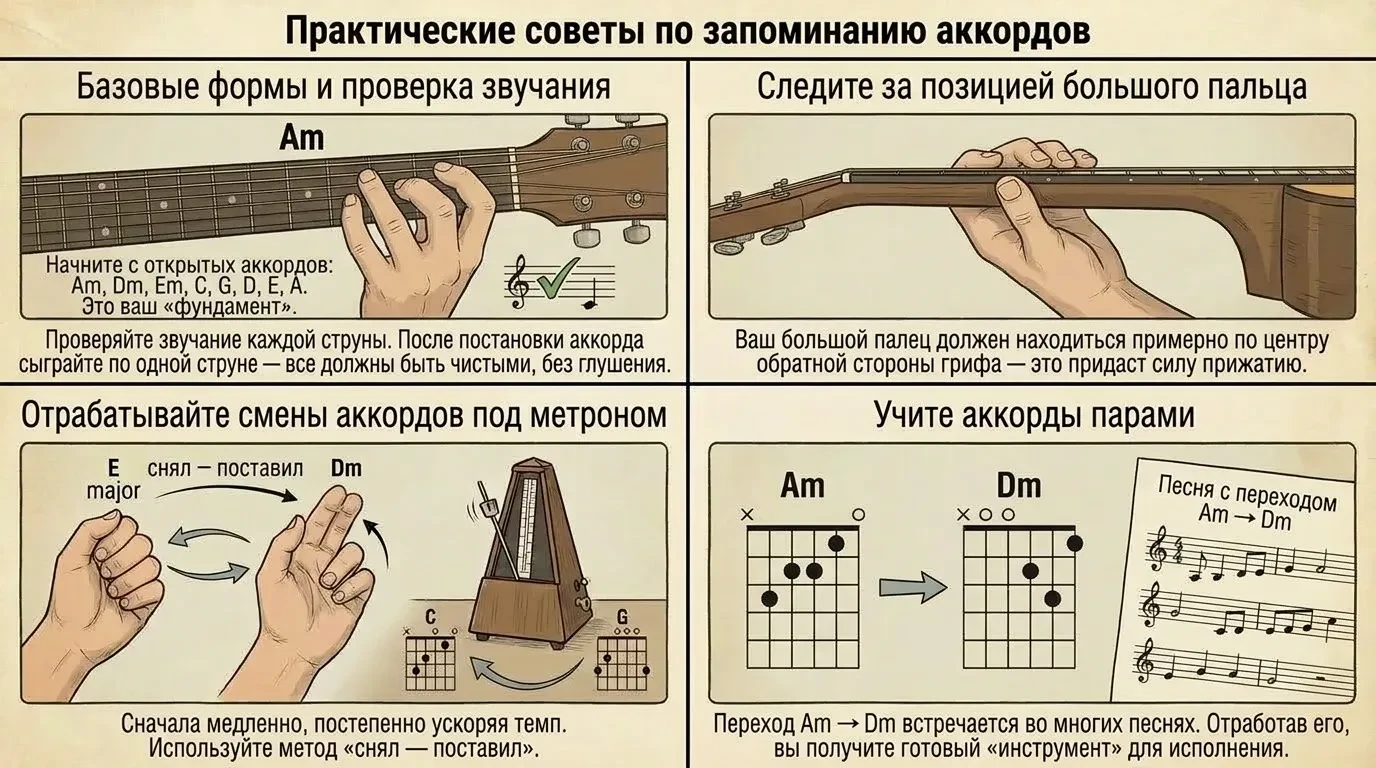 Практические советы по запоминанию аккордов