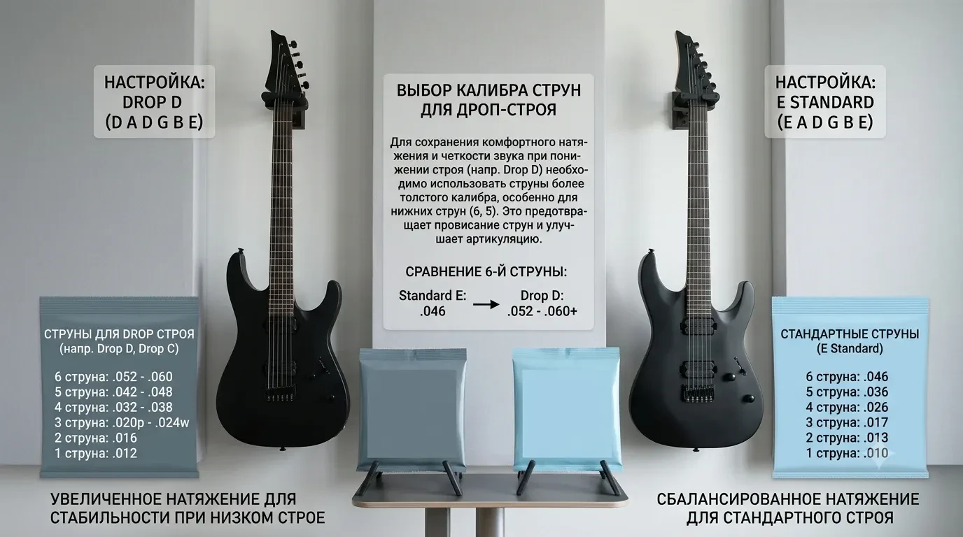 Какой калибр струн нужен для дроп строя Какой калибр струн нужен для дроп строя