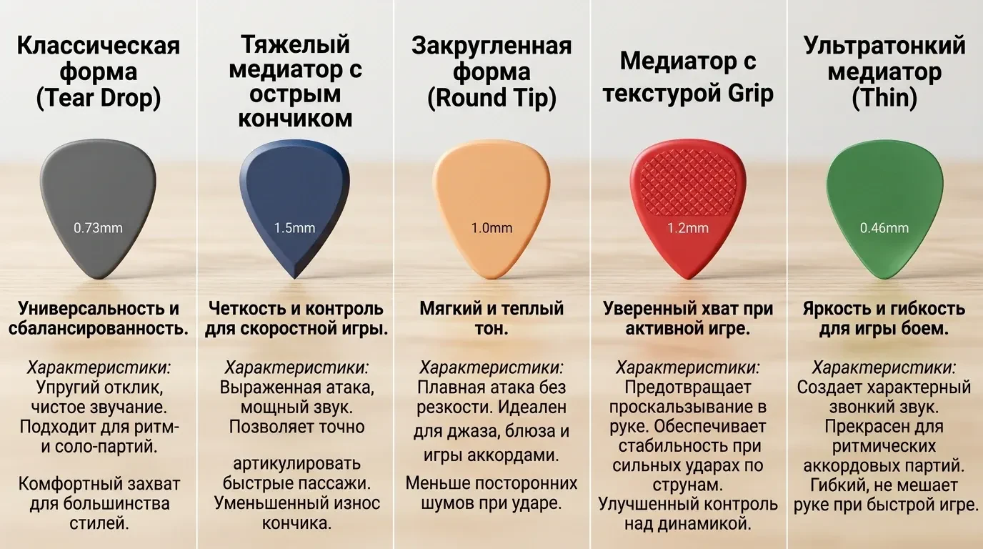 Какой медиатор выбрать для электрогитары Какой медиатор выбрать для электрогитары