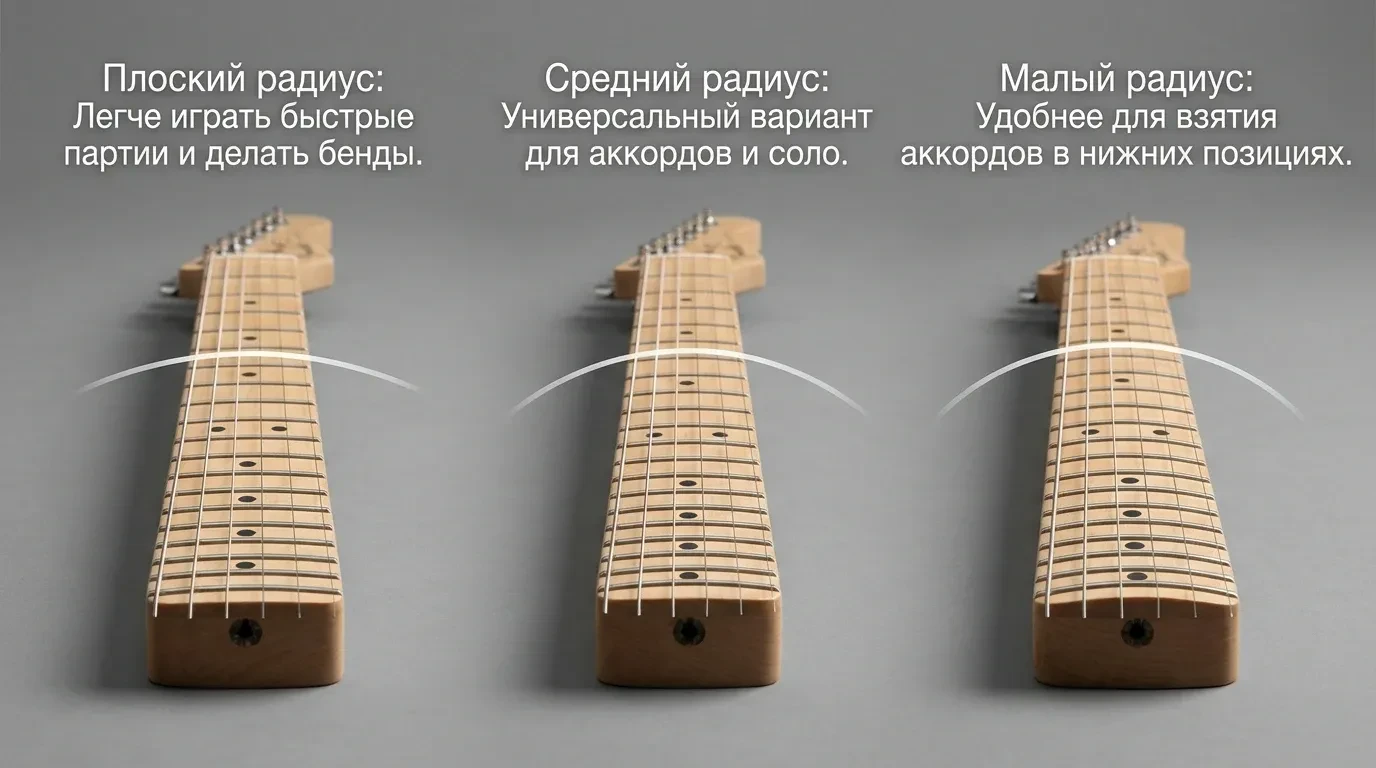Какой радиус накладки грифа удобнее Какой радиус накладки грифа удобнее