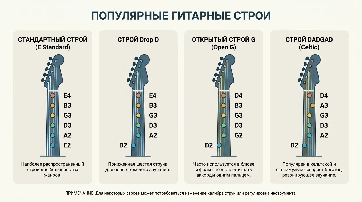 Какой строй гитары самый популярный Какой строй гитары самый популярный