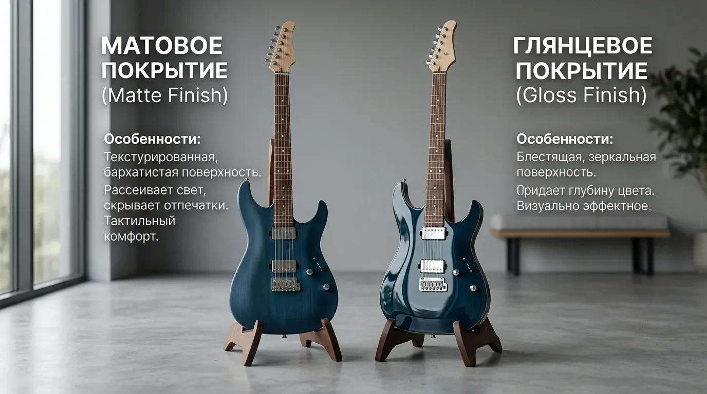 Отличие матового лака от глянцевого на гитаре