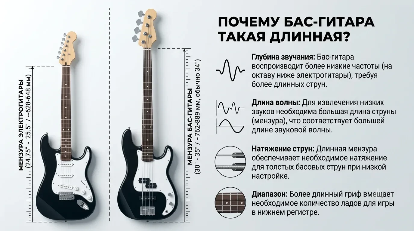 Почему бас-гитара такая длинная