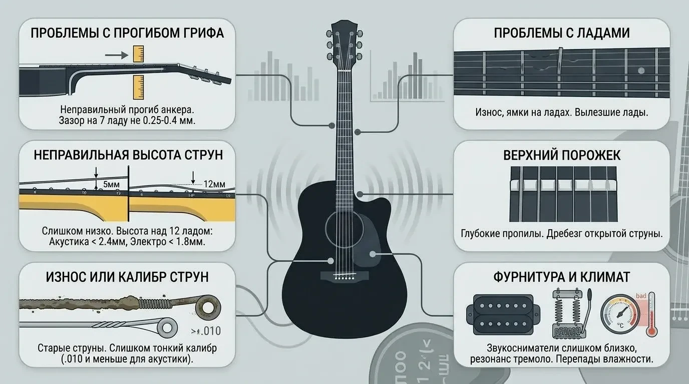 Почему дребезжит 6 струна на гитаре Почему дребезжит 6 струна на гитаре