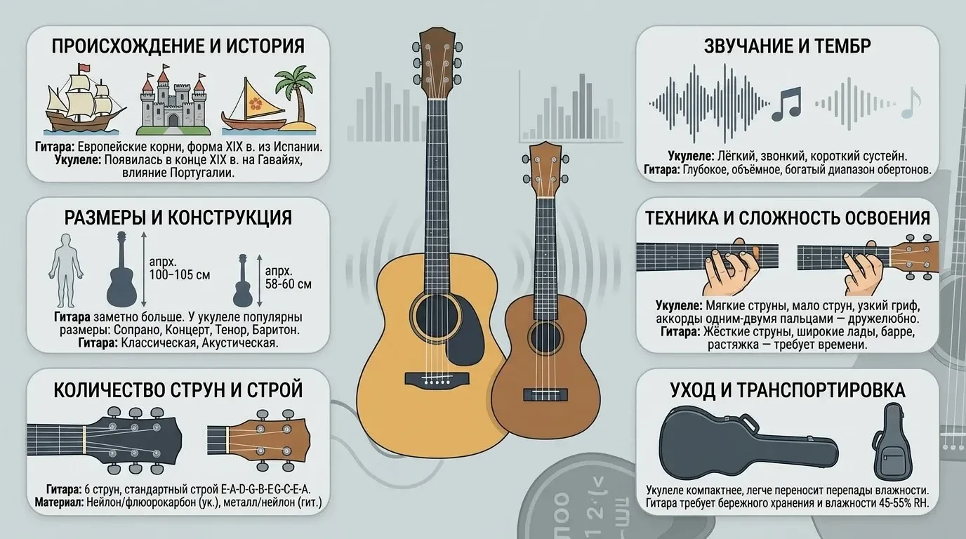 Чем отличается укулеле от гитары Чем отличается укулеле от гитары