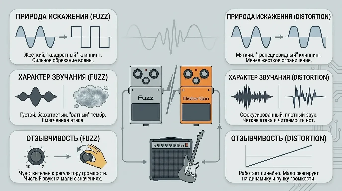 Чем отличается фузз от дисторшна Чем отличается фузз от дисторшна