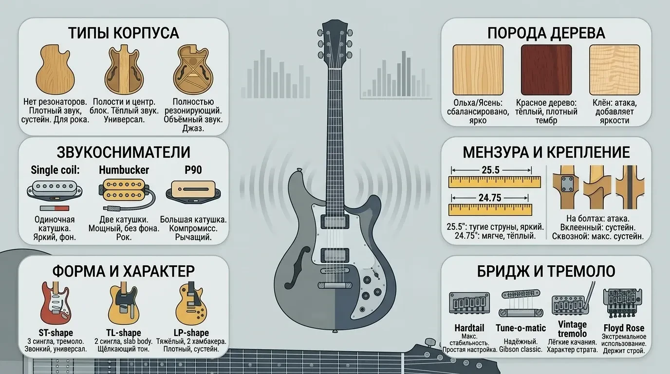 Чем отличаются электрогитары Чем отличаются электрогитары