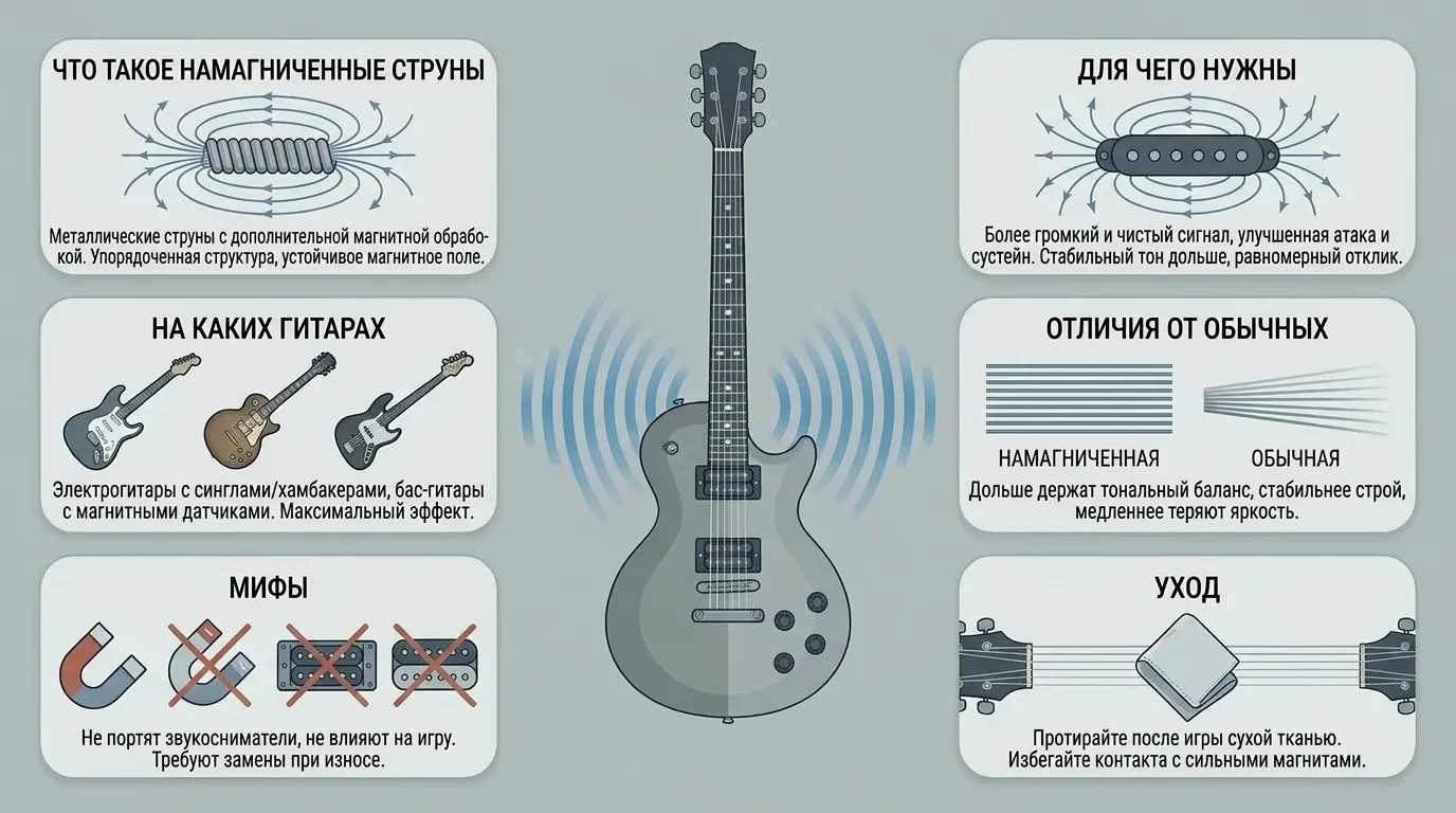 Для чего нужны намагниченные струны для гитары