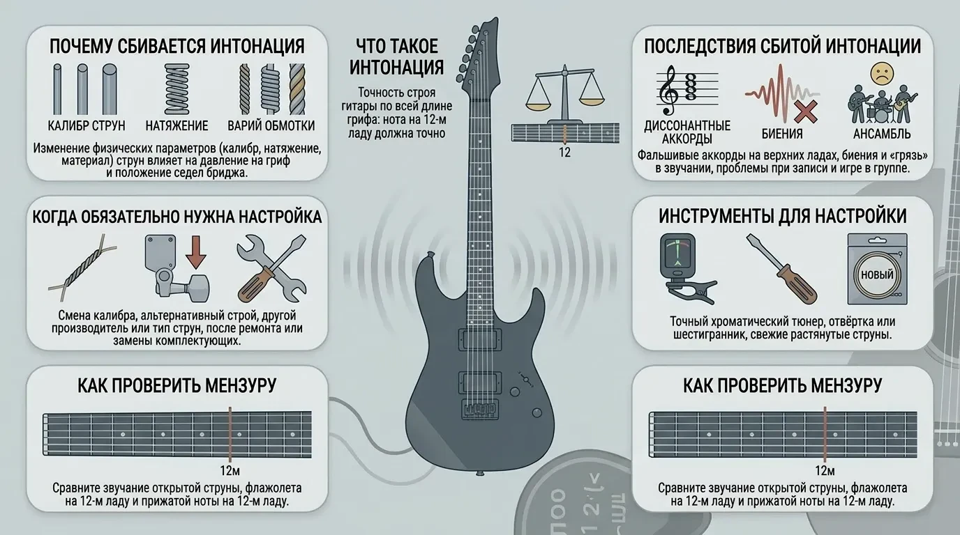 Зачем настраивать интонацию после замены струн на гитаре Зачем настраивать интонацию после замены струн на гитаре