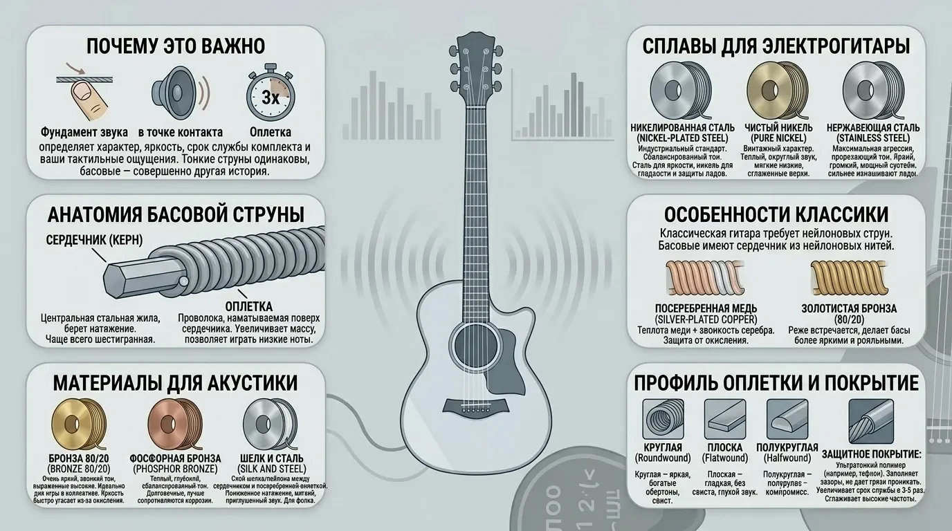 Из чего сделана обмотка струн для гитары Из чего сделана обмотка струн для гитары
