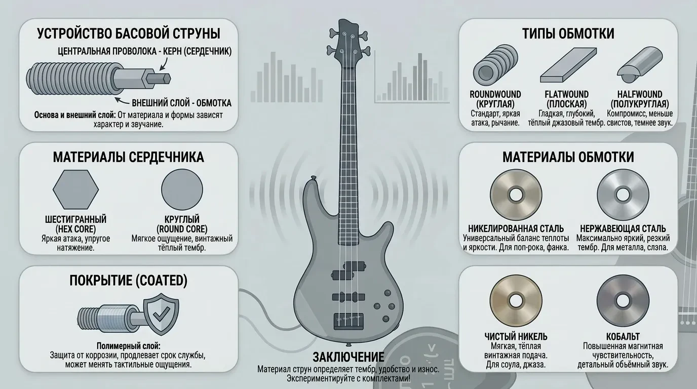 Из чего сделаны струны для бас-гитары Из чего сделаны струны для бас-гитары