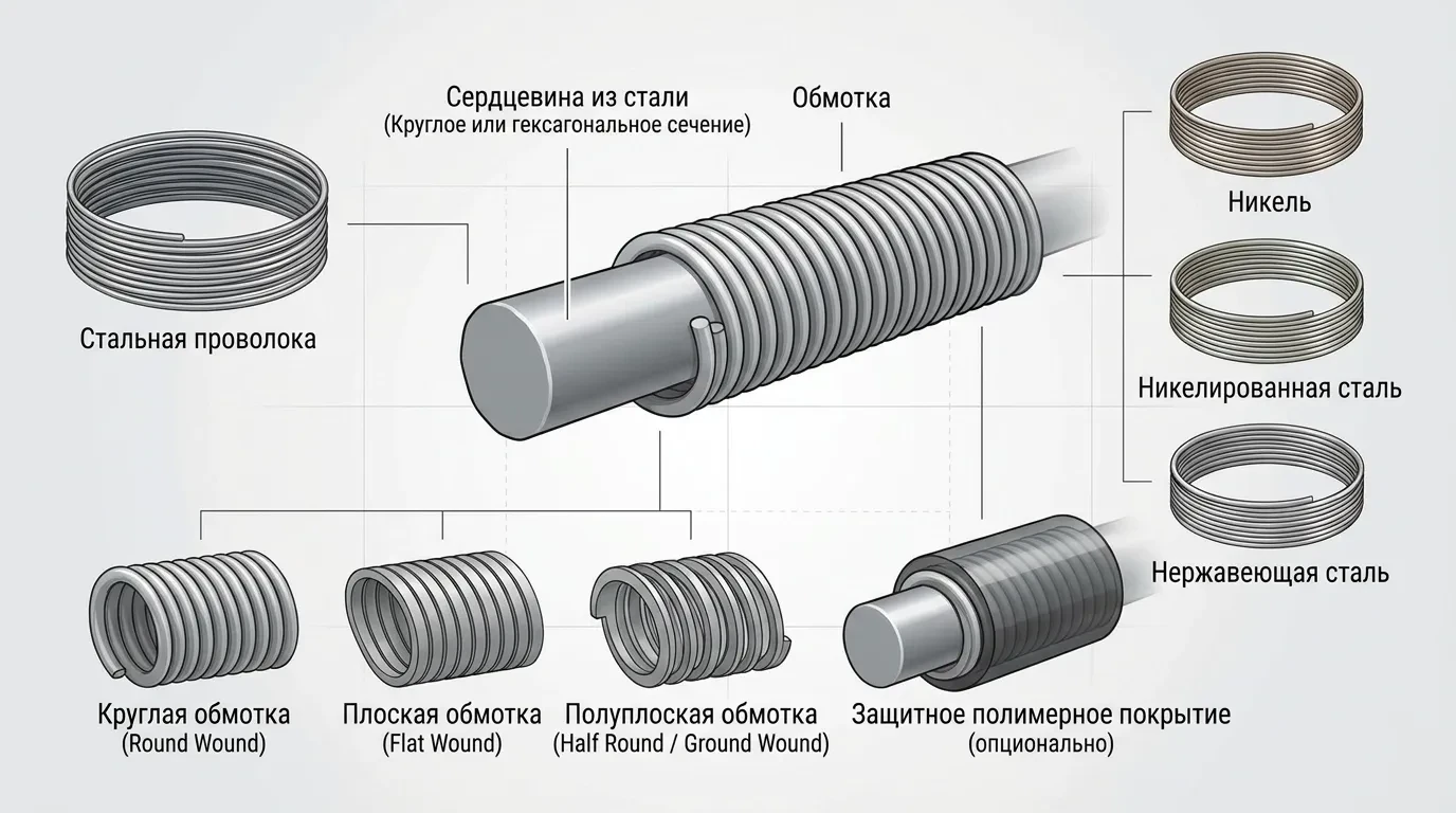 Из чего сделаны струны для электрогитары Из чего сделаны струны для электрогитары