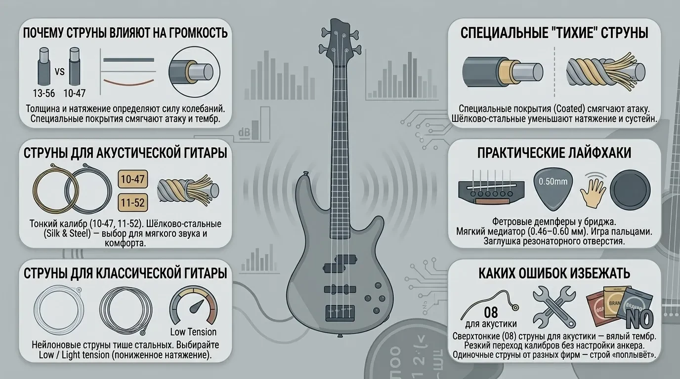 Как выбрать гитарные струны для тихой игры дома Как выбрать гитарные струны для тихой игры дома
