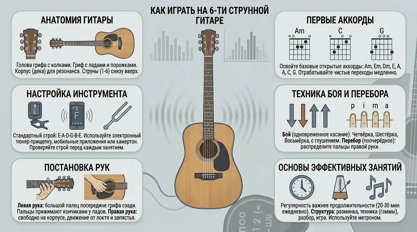 Как играть на 6-ти струнной гитаре Как играть на 6-ти струнной гитаре