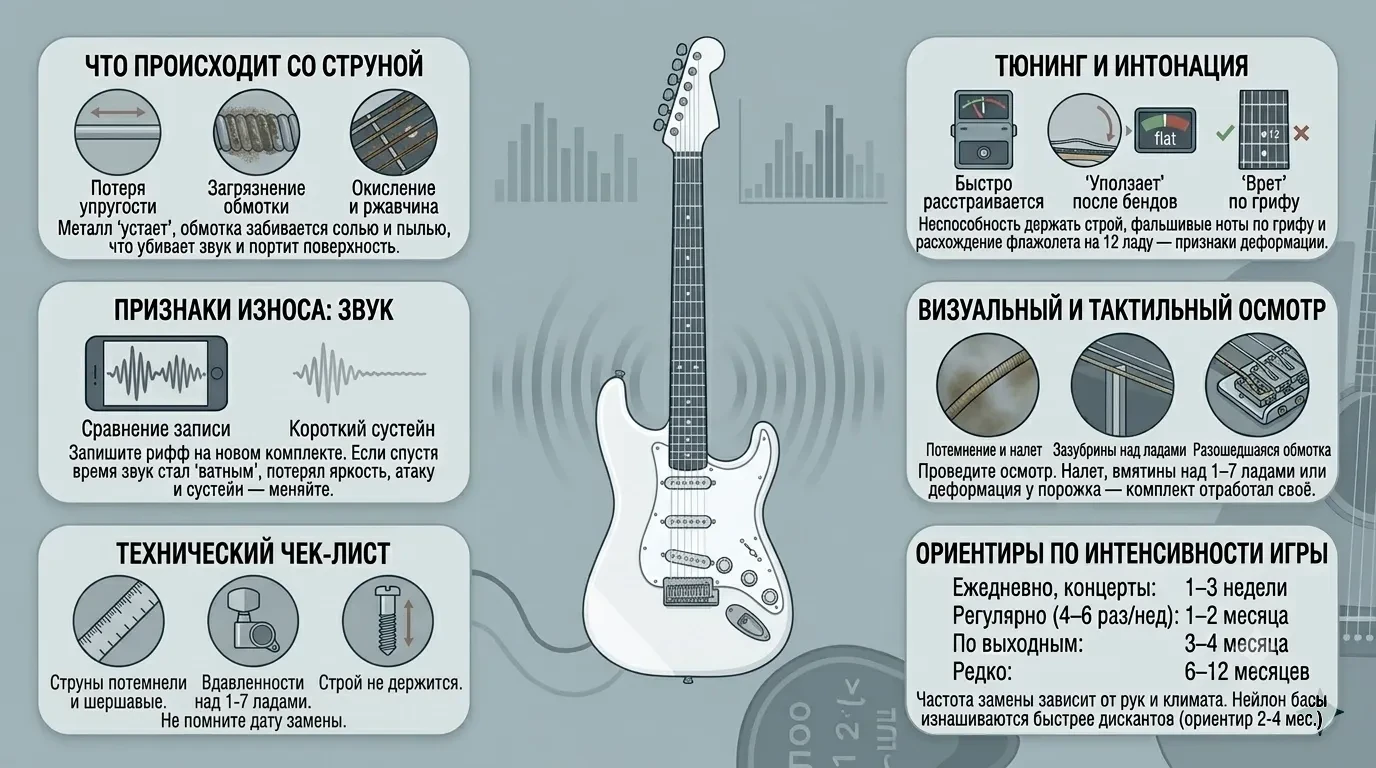 Как понять что струны на гитаре пора менять