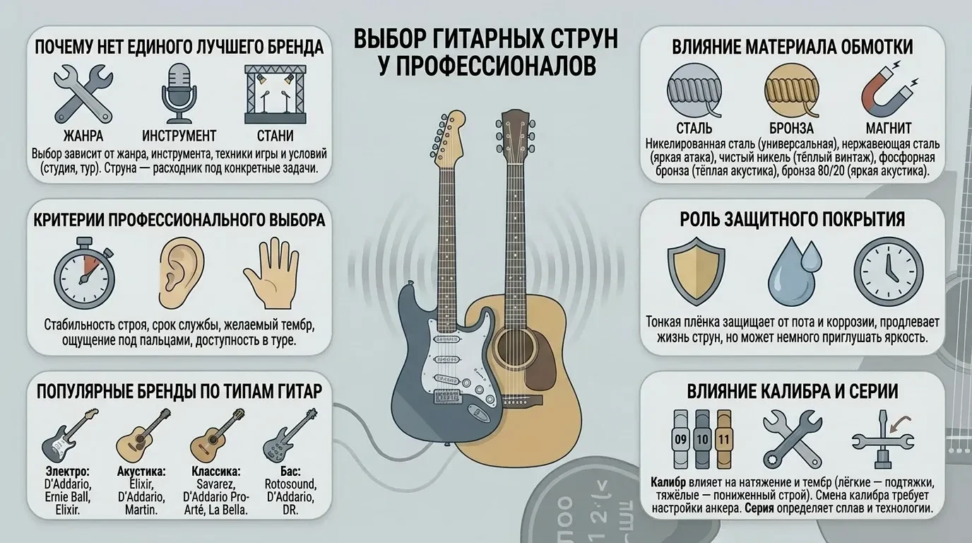 Какой бренд струн для гитары популярен у профессионалов Какой бренд струн для гитары популярен у профессионалов