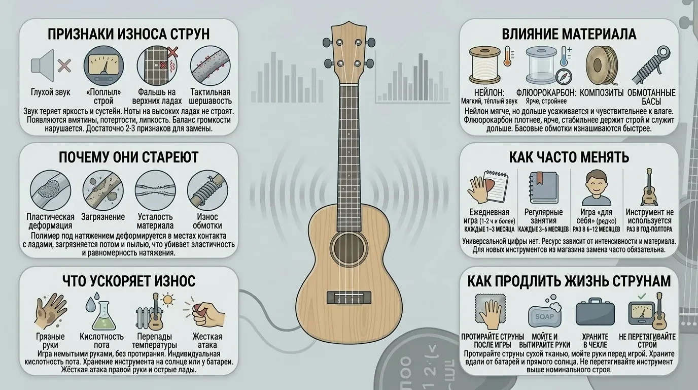 Когда менять струны на укулеле