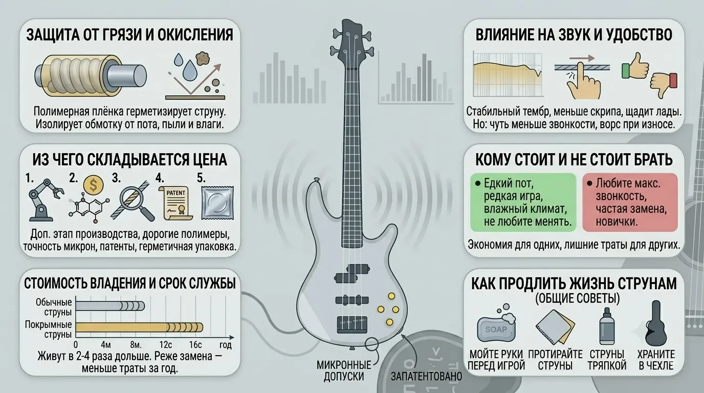Почему гитарные струны с покрытием дороже Почему гитарные струны с покрытием дороже