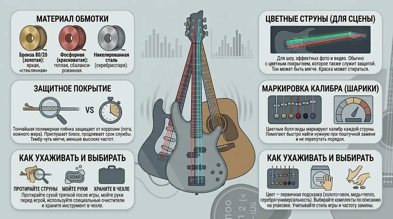 Почему струны для гитары разного цвета Почему струны для гитары разного цвета