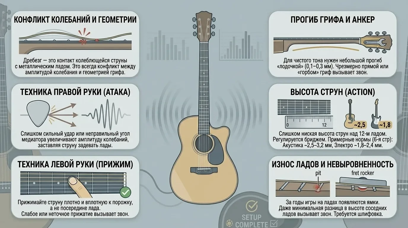 Почему струны звенят о лады гитары Почему струны звенят о лады гитары