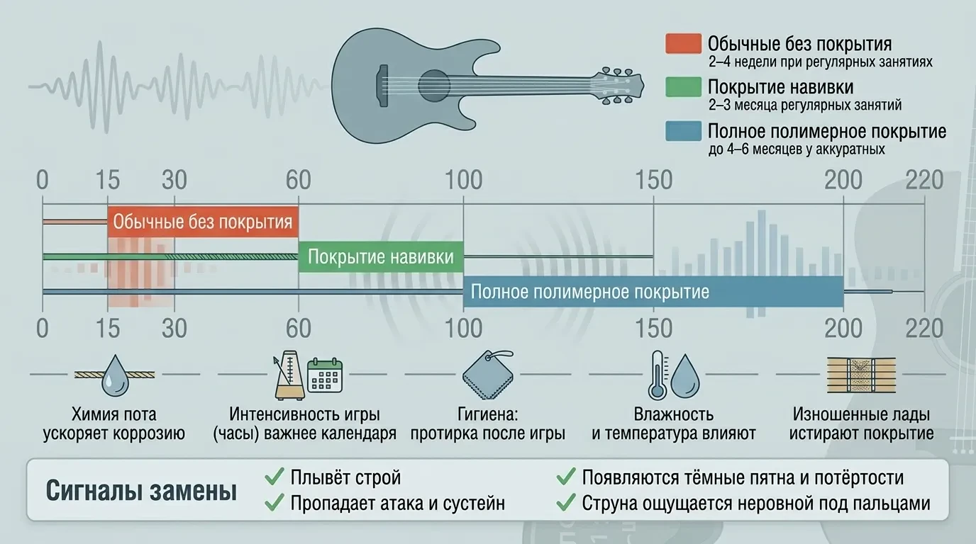 Сколько служат гитарные струны с покрытием Сколько служат гитарные струны с покрытием