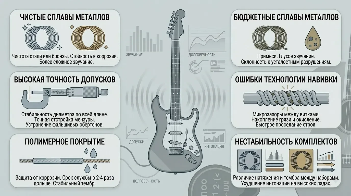 Чем отличаются дорогие гитарные струны от дешёвых Чем отличаются дорогие гитарные струны от дешёвых
