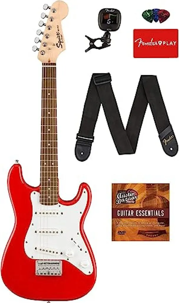Fender Squier 3/4 Size Kids Mini Strat Electric Guitar Bundle