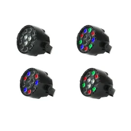 LED Scheinwerfer Set, 4x 12W RGBW PAR-36, DMX, Nano Par, Elektr. Dimmer, Schwarz