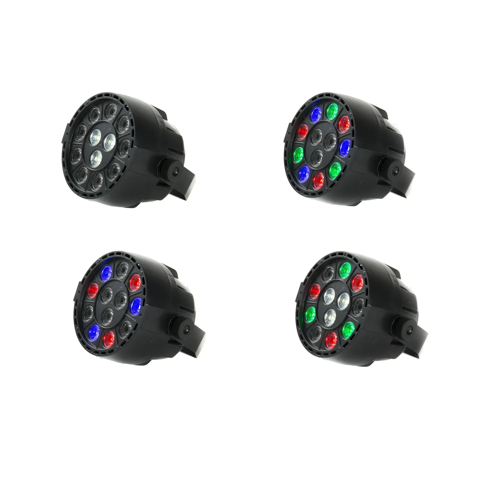 LED Scheinwerfer Set, 4x 12W RGBW PAR-36, DMX, Nano Par, Elektr. Dimmer, Schwarz